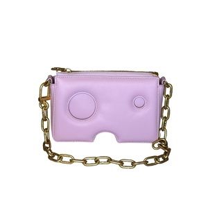 OFF-WHITE BURROW GOLD CHAIN LILAC SOFT LEATHER SHOULDER BAG